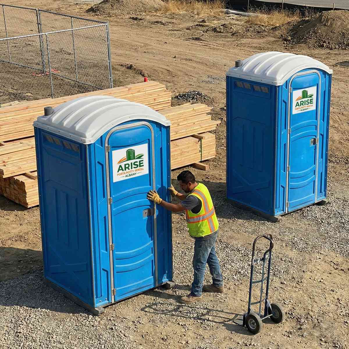 Arise Porta Potty Rental Albany multiple units at job site