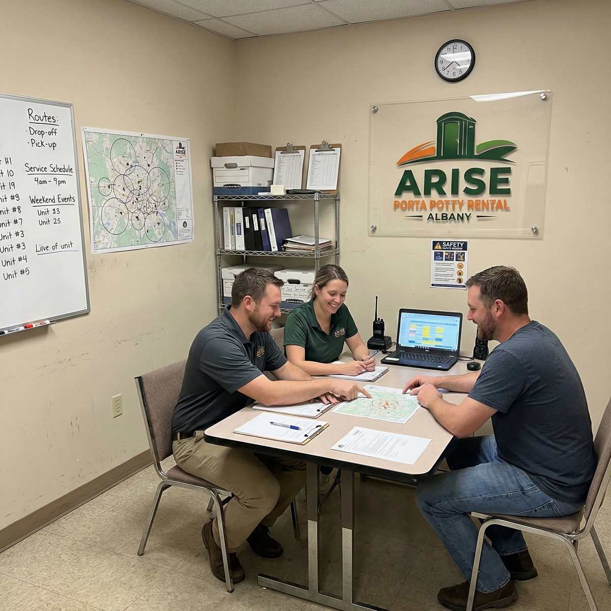 Arise Porta Potty Rental Albany team planning delivery routes